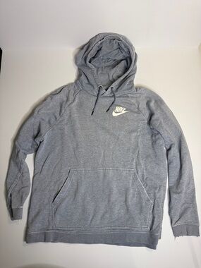 Nike Light Gray Pullover Hoodie with White Swoosh